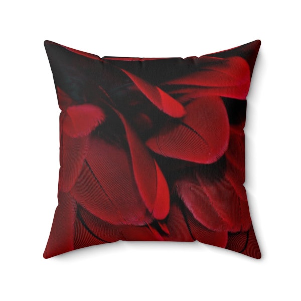 Luxury blood red feather design Square Pillow