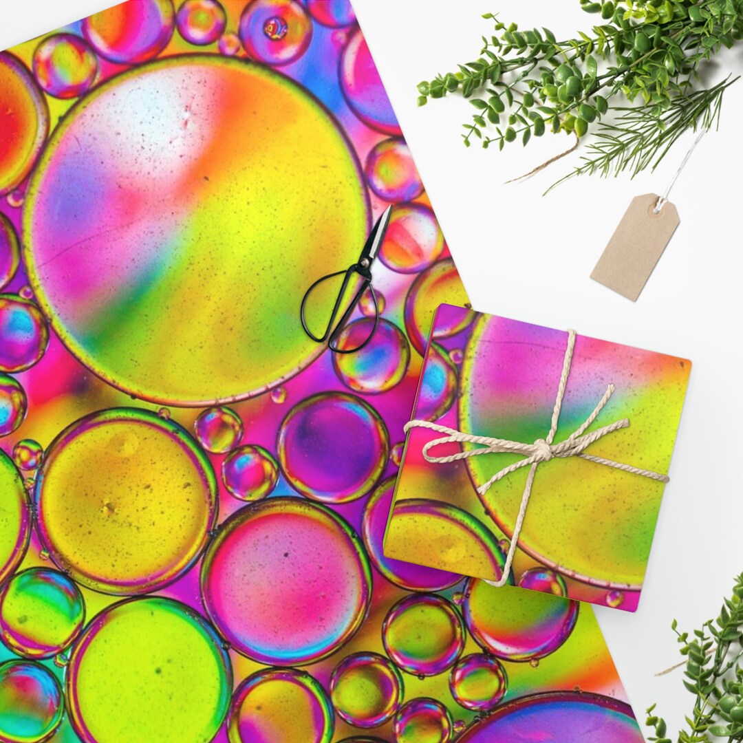 Neon Bubbles Wrapping Paper Vibrant and Fun Gift Wrap for All Occasions