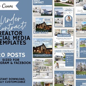 Realtor Social Media Templates UNDER CONTRACT | Real Estate Marketing | Realtor FB Posts | Realtor Instagram Posts | Social Media Template