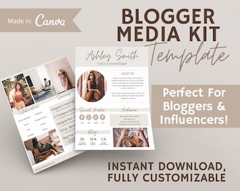 2 Page Media Kit Template Canva | Influencer Media Kit | Blogger Media Kit | Influencer Rate Sheet | Tik Tok Media Kit | Blogger Press Kit