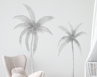 Grey Palm Tree Wall Decals: Removable Wall Stickers