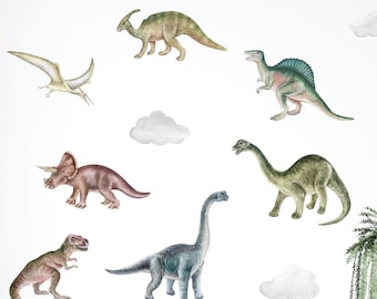 Watercolor Dinosaur Wall Decals: Jurassic Nursery Decor, Removable Stickers