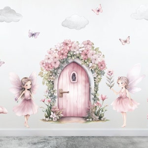 Flower Fairy Door, Pink Fairy Wall Stickers
