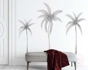 Grey Palm Tree Wall Decals: Tropical Nursery Stickers