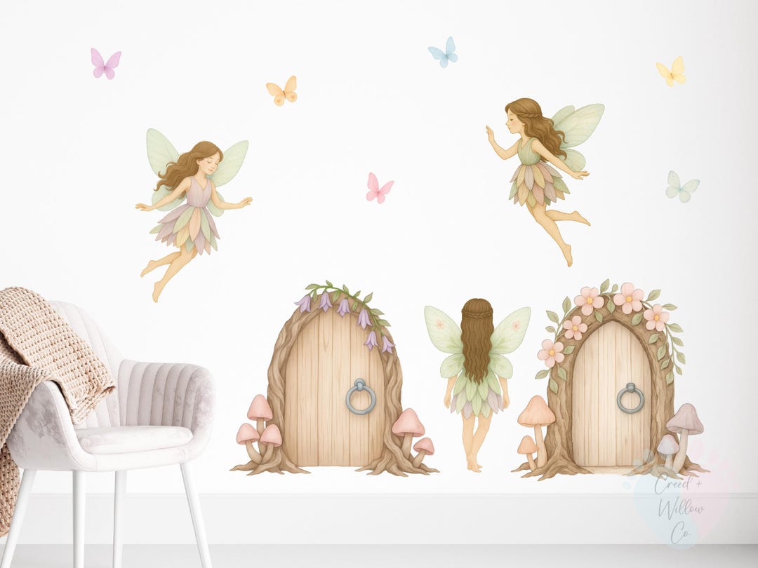 Fairy Door Wall Decal Set: Whimsical Nursery & Kids Room Decor - Etsy