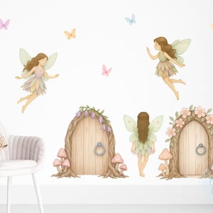 Magical Fairy Door Wall Decal Set for Kids Room or Nursery | Removable Whimsical Fairy Stickers | Enchanted Baby Room or Playroom Decor