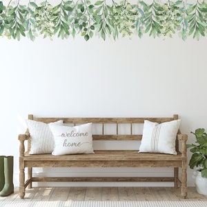 Eucalyptus Vine Wall Decals for Nursery or Bedroom | Removable Green Leaf Fabric Stickers | Watercolour Botanical Wall Art for Baby Room