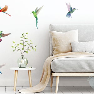 Colourful Bird Wall Decals for Nursery or Bedroom | Removable Watercolour Bird Stickers | Fabric Wall Art for Baby Room, Nature Play Space