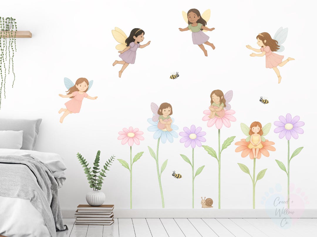 Watercolor Flower Fairies Wall Decals: Removable Nursery & Kids Room ...