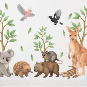 Aussie Friends Wall Decals for Kids Nursery or Playroom | Koala Kangaroo Wombat Wall Stickers | Animal Wall Art for Baby Room Decor
