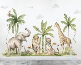 Safari Animal Wall Stickers: Jungle Nursery Decals