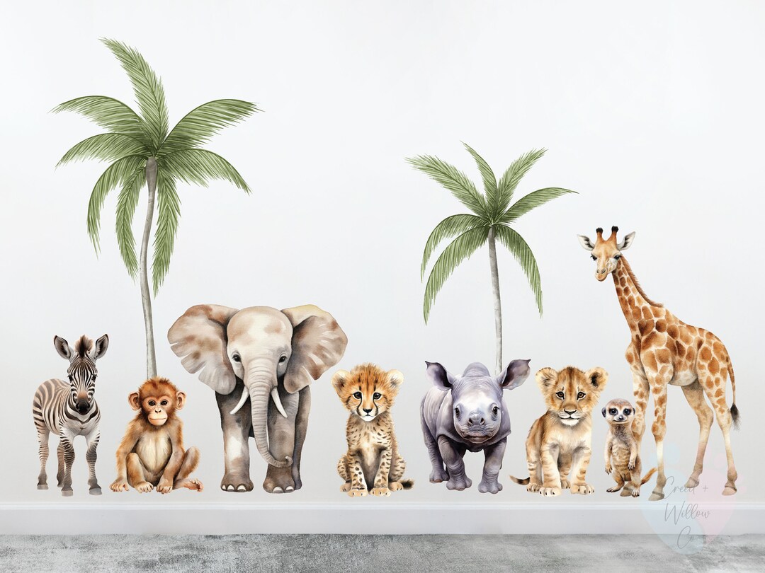 Safari Animal Wall Decals African Animal Wall Stickers Baby Etsy
