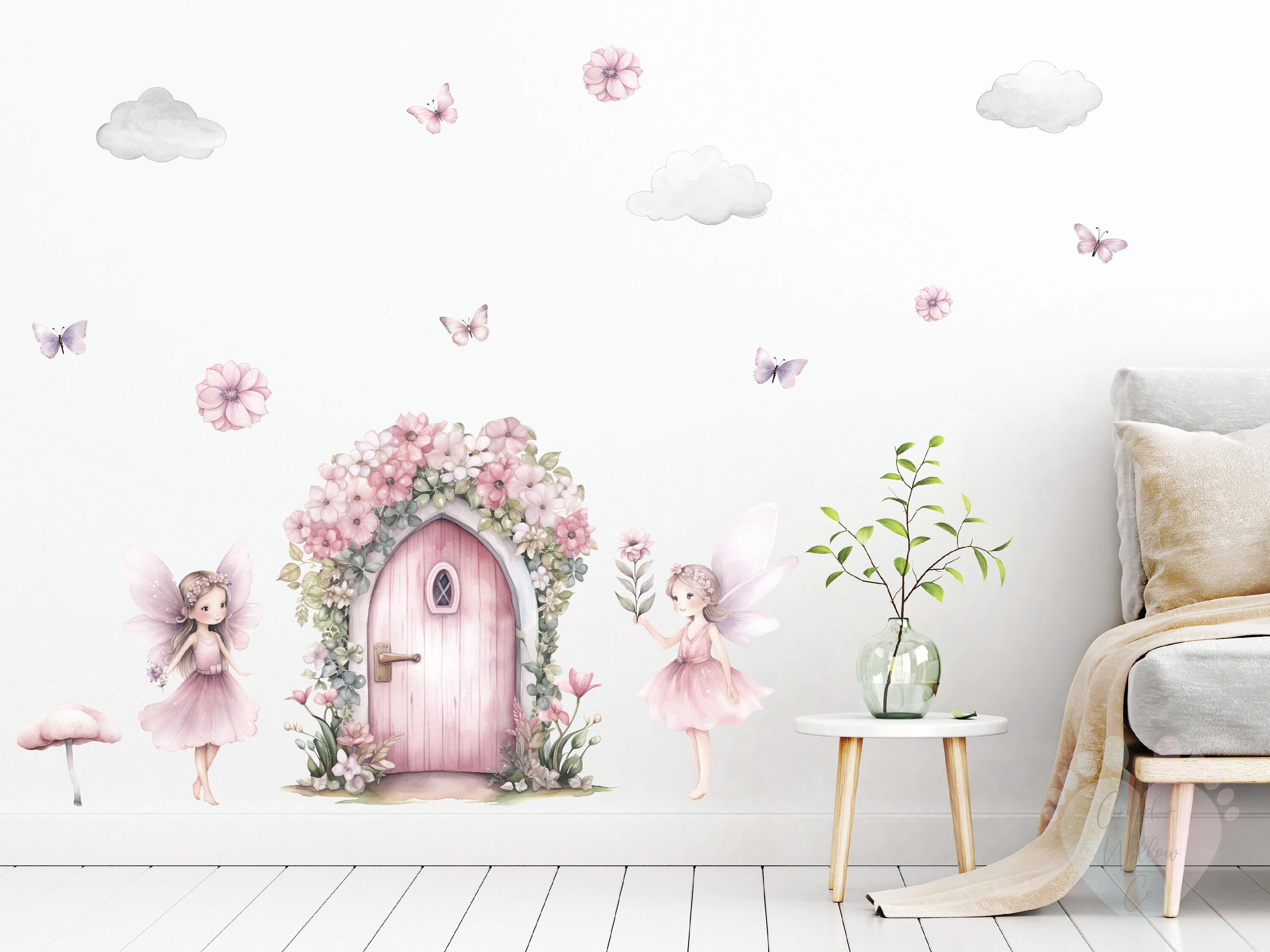 Flower Fairy Door Pink Fairy Wall Stickers - Etsy