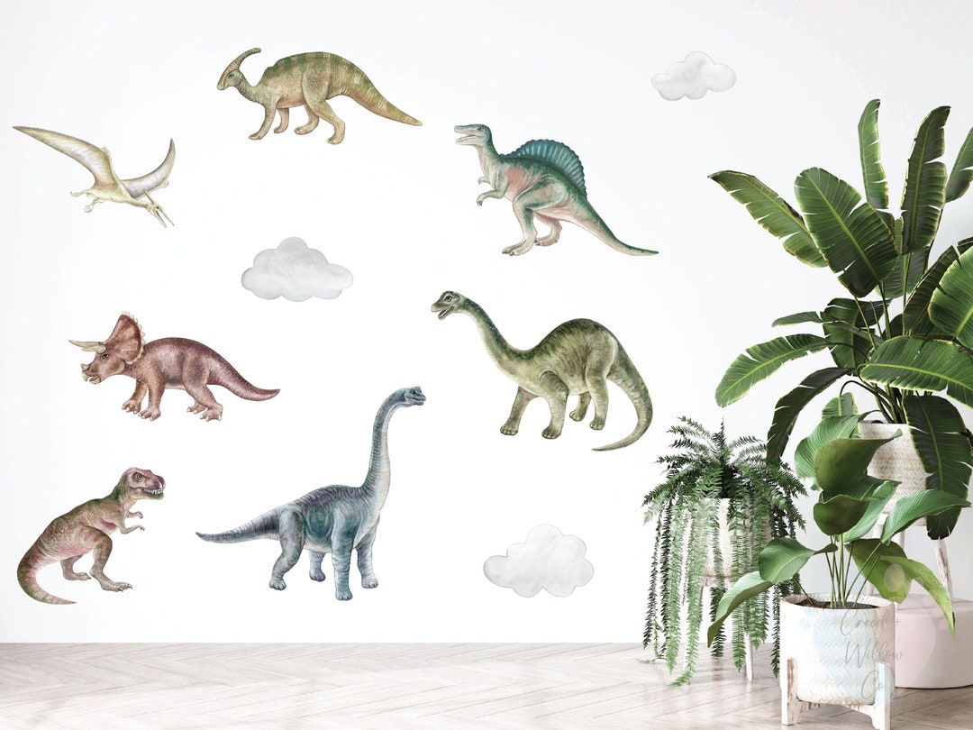 Watercolor Dinosaur Wall Decals: Jurassic Nursery Decor, Removable ...