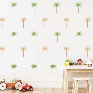 Mini Palm Tree Wall Stickers in Beige for Nursery or Kids Room | Removable Tropical Wall Decals | Neutral Baby Room or Playroom Decor