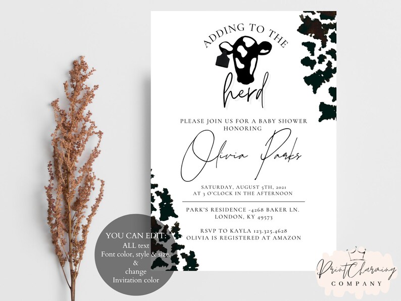 Adding To The Herd Western Baby Shower Invitation Digital Instant Download Wild West Baby Shower Invitation Printable New The