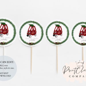 EDITABLE, Oh What Fun!, Printable Cupcake Topper, Birthday Cupcake Topper, Christmas First Birthday, Christmas Birthday, Digital Download