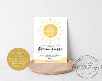 Sunshine Baby Shower, Our Little Sunshine Baby Shower Invitation, Digital, Instant Download, Neutral Baby Shower Invitation, Printable, Boho