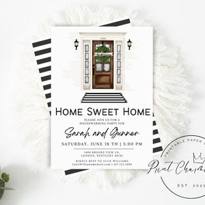 Personalized Door Housewarming Party Invite, New Home Invitation, Printable Moving Announcement, Instant Download, Home Sweet Home, EDITABLE