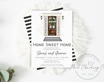 Personalized Door Housewarming Party Invite, New Home Invitation, Printable Moving Announcement, Instant Download, Home Sweet Home, EDITABLE