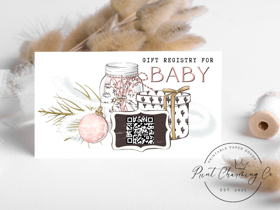 Editable Pink Christmas Registry Insert, Printable, Instant Download, Digital Template, Baby ...
