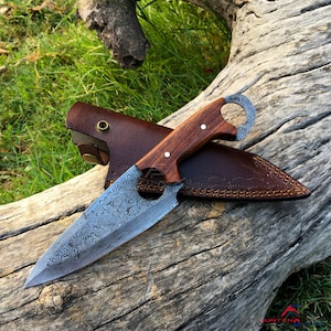 Skinner Knife with leather sheath/ gift for her/ gift for wife/ birthday gift anniversary gift