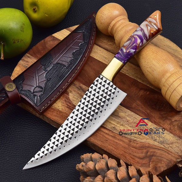 Beautiful hand forged J2 Chef knife,  Handmade Kitchen Knife, Personalized Knife gift, Bushcraft knife, Camping knife, Christmas knife gift