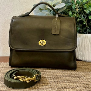 Vintage Coach Station Bag Olive