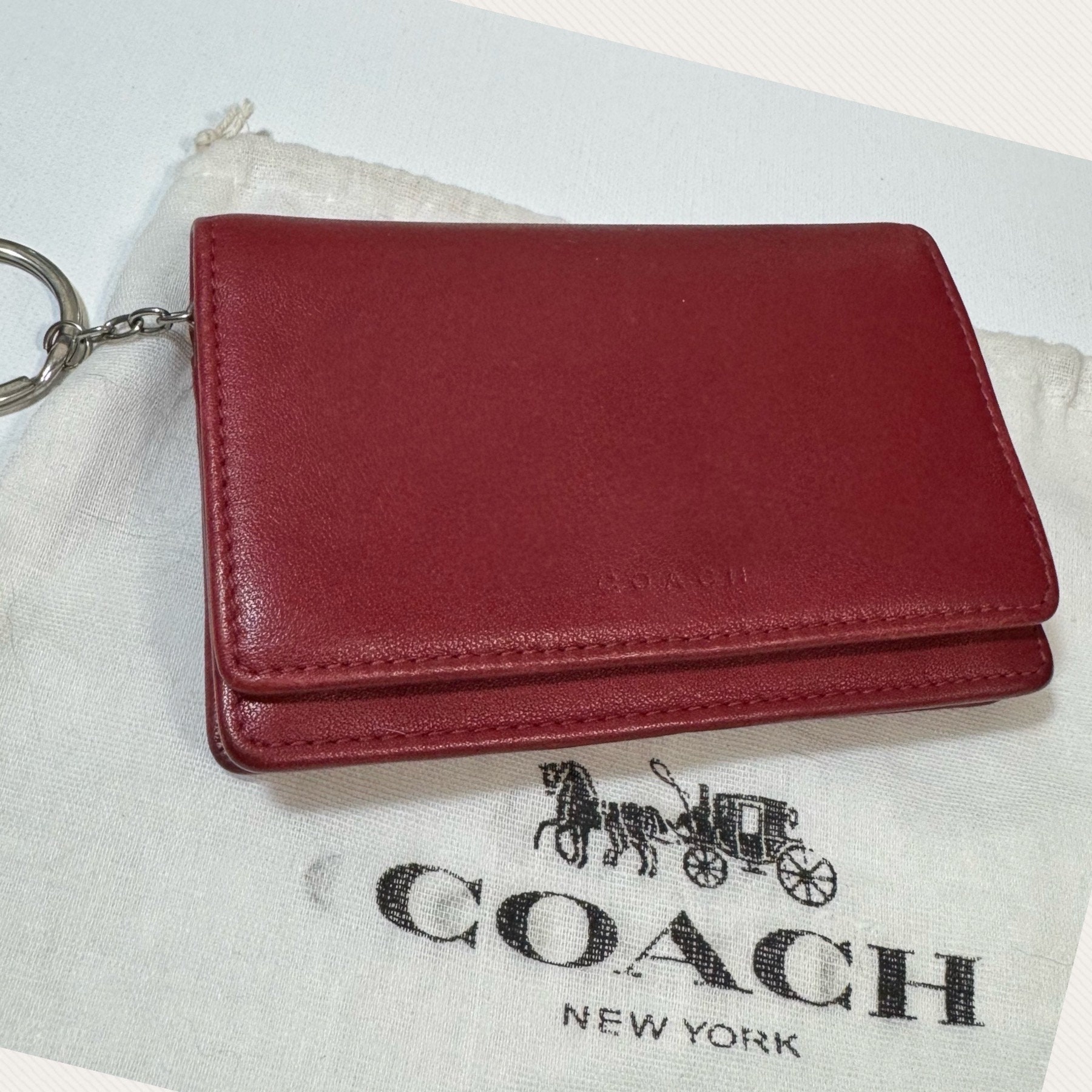 Coach Red & Brown Leather Wallet Coin Purse / Small Accessory Bag | eBay