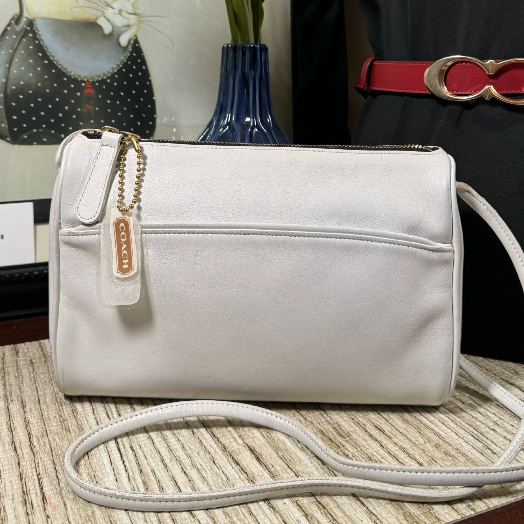 Vintage Coach White Slim Zip Bag 4018 - Etsy Vintage Coach White Slim Zip Bag 4018 - Etsy