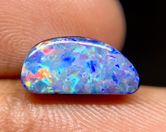 12x6mm Bright Play of Color Australian Opal Doublet, AAA+++ Quality Fancy Shape, Shiny Polished Natural Opal Doublet Gemstone. F96