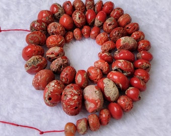 Red Coral Smooth Roundel Bead/Handmade Loose Stone/For Making Jewelry/Necklace/Wholesaler/Supplies/16Inches Strand 8To15MM/F269