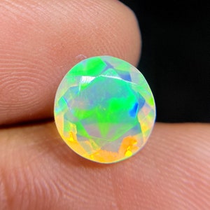 Natural Ethiopian White Opal Faceted 2.15 Carat Round Shape 10x10 MM Welo Fire Opal Jewelry Making Opal Loose Gemstone F196 image 3