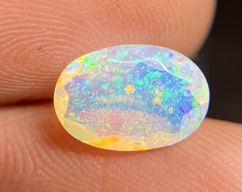 Natural Ethiopian White Opal Faceted 1.65 Carat Oval Shape 11x7 MM Welo Fire Opal Jewelry Making Opal Loose Gemstone F197