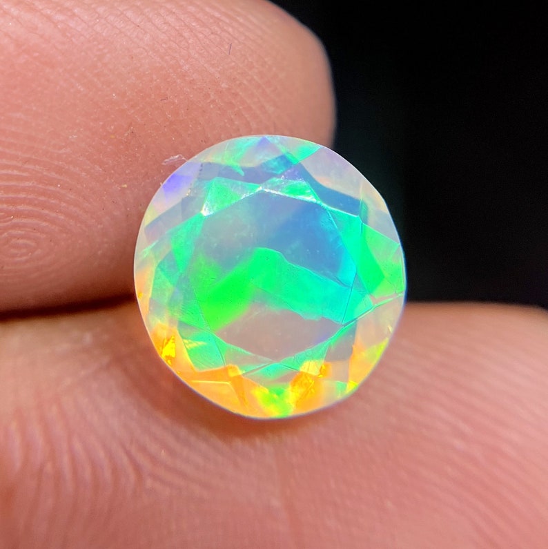 Natural Ethiopian White Opal Faceted 2.15 Carat Round Shape 10x10 MM Welo Fire Opal Jewelry Making Opal Loose Gemstone F196 image 2