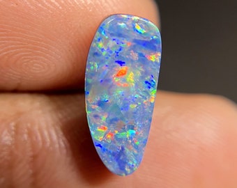 15x7mm Bright Play of Color Australian Opal Doublet, AAA+++ Quality Fancy Shape, Shiny Polished Natural Opal Doublet Gemstone. F98