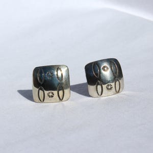 Vintage Sterling Silver Engraved Square Cufflinks