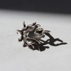 Sterling Silver Brutalist Statement Ring - Size 4.5