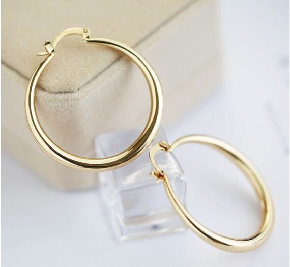 Large 47 Mm Fashion Gold Plate Hoop Earrings - Etsy