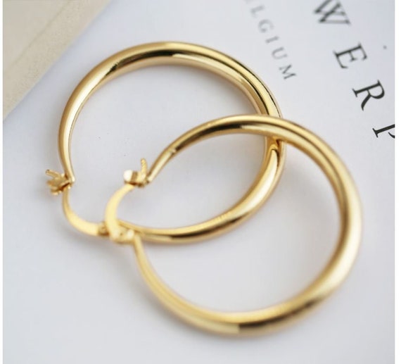Large 47 Mm Fashion Gold Plate Hoop Earrings - Etsy