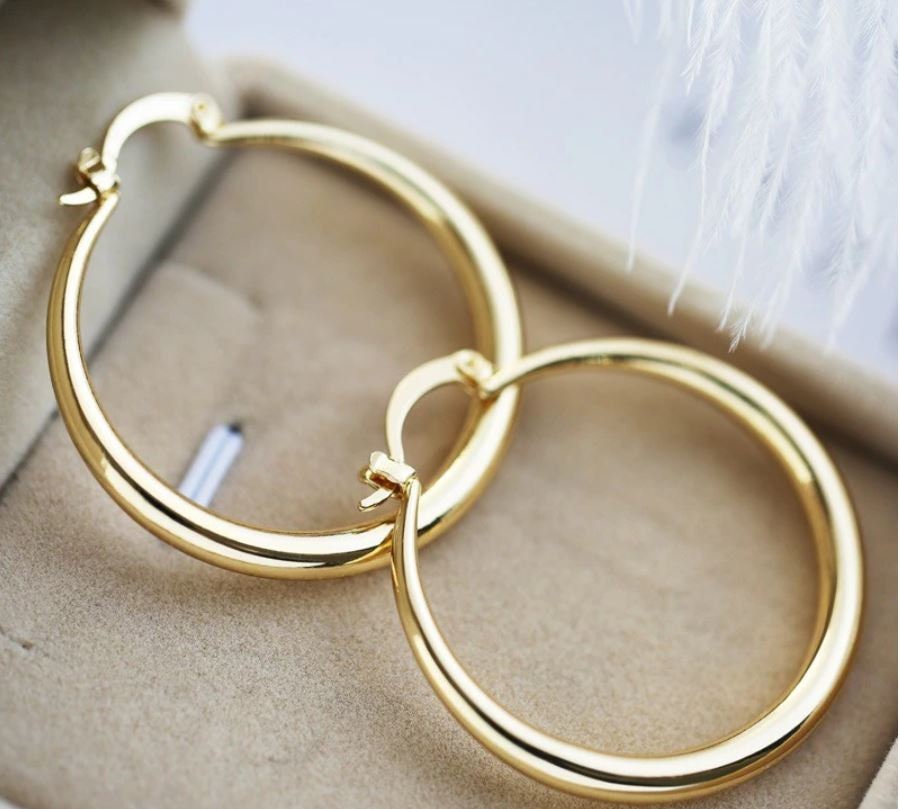 Large 47 Mm Fashion Gold Plate Hoop Earrings - Etsy