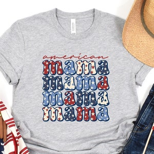 American Mama Shirt, Mom Shirt, Independence Day, 4th of July Shirt, American Memorial Day, 4th Juli Shirt Frauen, Patriotisches Shirt, Geschenk für Sie Bild 1