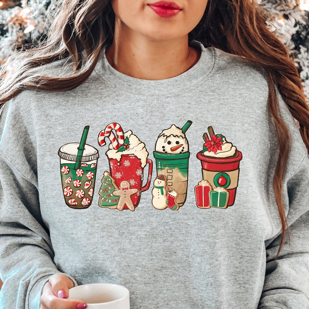 Happy Christmas Christmas Coffee Sweatshirt, Christmas Sweatshirt, Christmas Shirt, Coffee Lover Gift Worker Winter Christmas Snowman Latte Coffee Lover Family Christmas Unisex Style Rugify