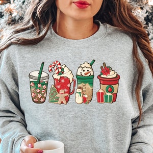 Christmas Coffee Sweatshirt, Christmas Sweatshirt, Christmas Shirt, Coffee Lover Gift Worker Winter Christmas Snowman Latte Coffee Lover