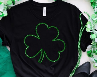 Womens st pattys shirt, glitter shamrock tee, st patricks day shirt, womens st paddys, cute st pattys shirt, st pattys women