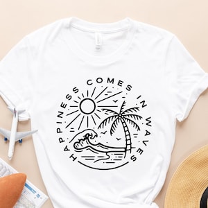 Geluk komt in golven shirt, oceaan T-shirt, zomervakantie T-shirt, zomer trip shirt, surf lover shirt, wave lover shirt, strand vibes shirt