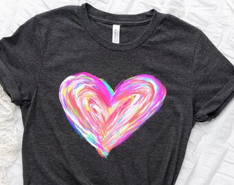 Watercolor Heart Valentines Shirt, Matching Couple Valentines Day Shirt, Be Mine Heart Shirt, Valentines Gift for Her, Cute Heart Shirt