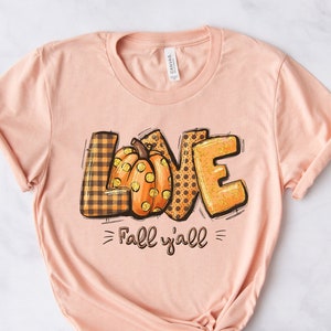 Love Fall Y&#39;All Shirt, Leopard Print Fall Shirt, Thanksgiving,Hello Pumpkin, Fall Vibes, Peace Love Thanksgiving, Family Thanksgiving Shirt