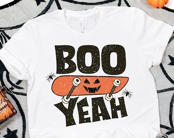 Boo Yeah Skateboard Shirt, Funny Halloween Shirt, Halloween Shirt, Fall Shirt, Skateboard Pumpkin Shirt, Halloween T-shirt, Cute Halloween