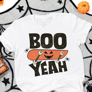 Boo Yeah Skateboard Shirt, Funny Halloween Shirt, Halloween Shirt, Fall Shirt, Skateboard Pumpkin Shirt, Halloween T-shirt, Cute Halloween